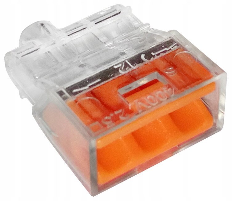 Szybkozłączka 3 × 0,5-2,5 mm² transparentna/pomarań.