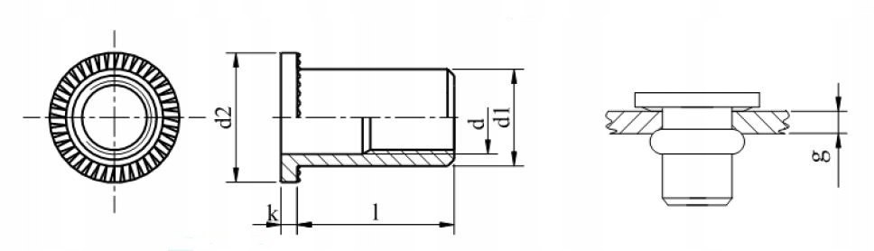 Nitonakrętki kołn walcowym M5x12 AN310 A2 5 szt.