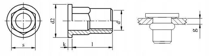 Nitonakrętka kołnierz walcowy M4 AN313 A2