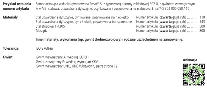 Wkładka gwintowana samonacinająca M16