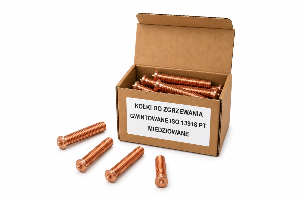 M5x20 Kołek gwintowany do zgrzewania ISO 13918 PT, stal miedziowana - 10 szt.