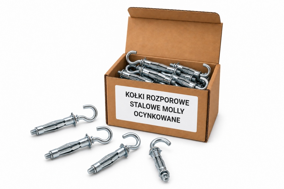 M4x38 Kołek stalowy rozporowy MOLLY z hakiem sufitowym, ocynkowany - 5 szt.