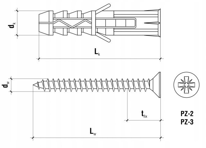 KOŁEK ROZPOROWY Z WKRĘTEM KRX-1060100 - 100 szt.