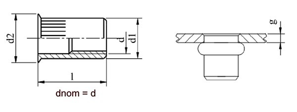 Nitonakrętki kołn stożkowy M6x14,5 AN320 A2