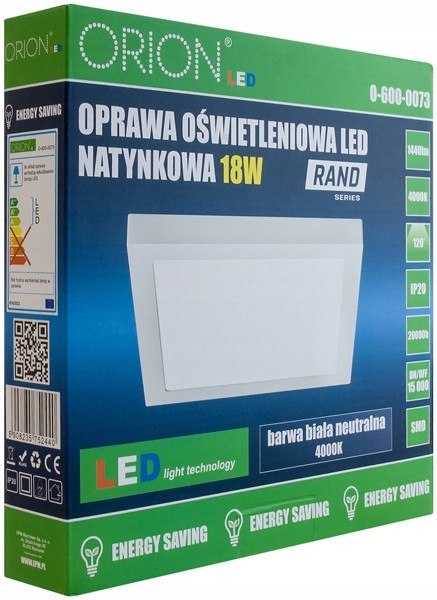 Panel LED natynkowy z zasilaczem rand 174*174 12w