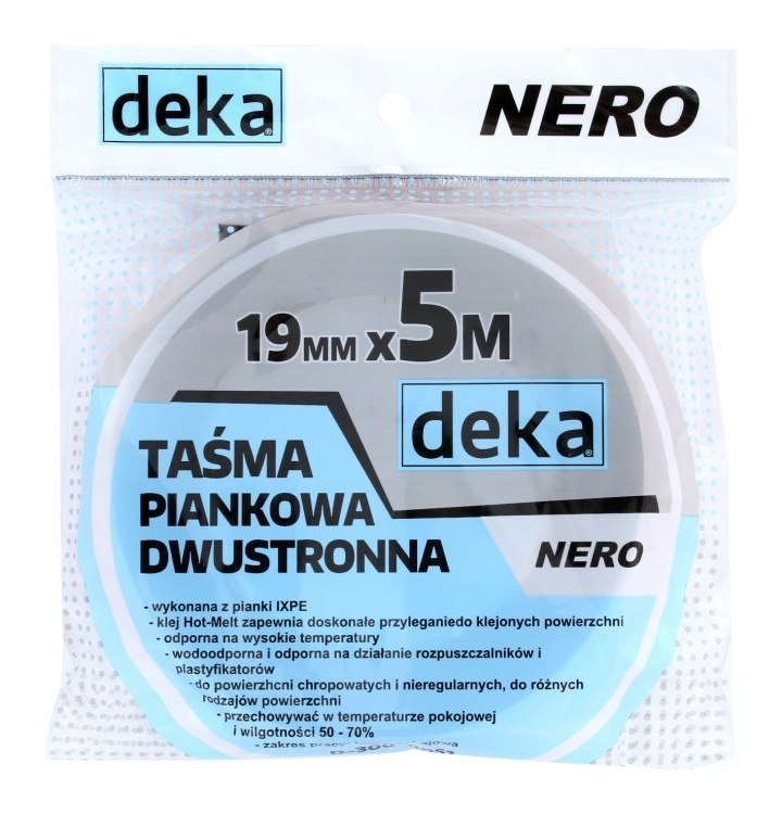 TAŚMA DWUSTRONNA PIANKOWA NERO CZARNA 19 mm*5M