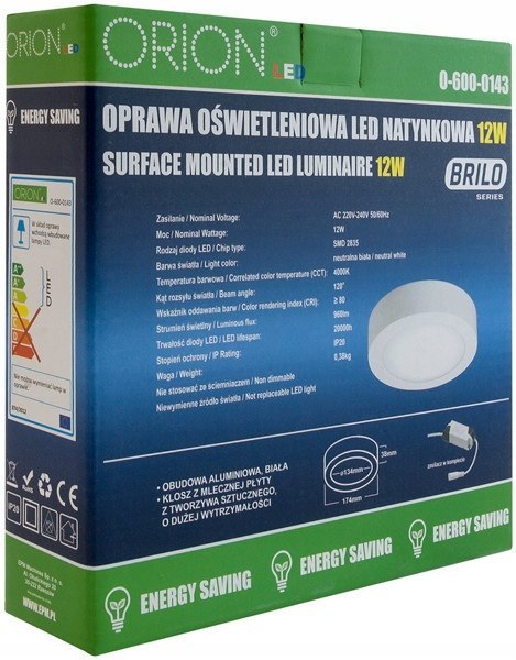 PANEL LED NATYNKOWY OKRĄGŁY BRILO 120 mm, 6W, 480LM