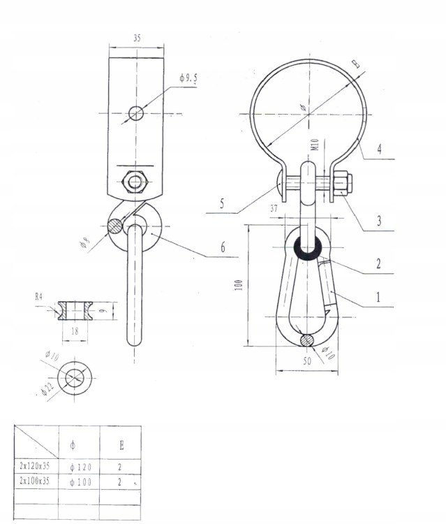 HAK DO HUŚTAWKI Z OBEJMĄ I KARABIŃCZYKIEM 2*120 mm