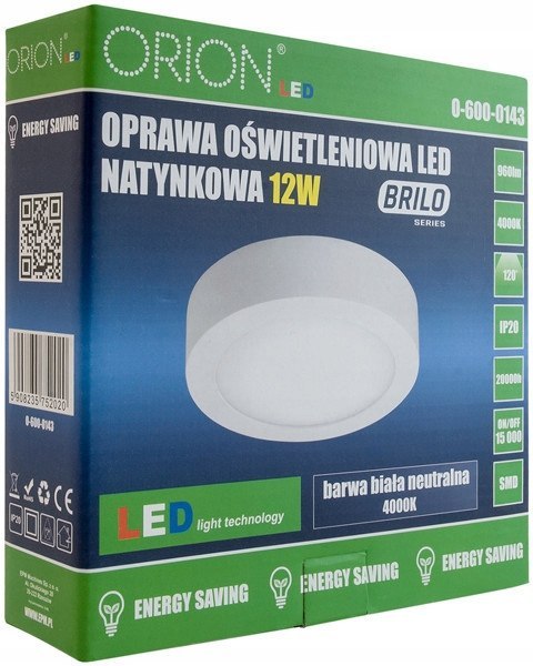 PANEL LED NATYNKOWY OKRĄGŁY BRILO 120 mm, 6W, 480LM
