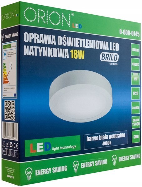 PANEL LED NATYNKOWY OKRĄGŁY BRILO 240 mm, 18W, 1440