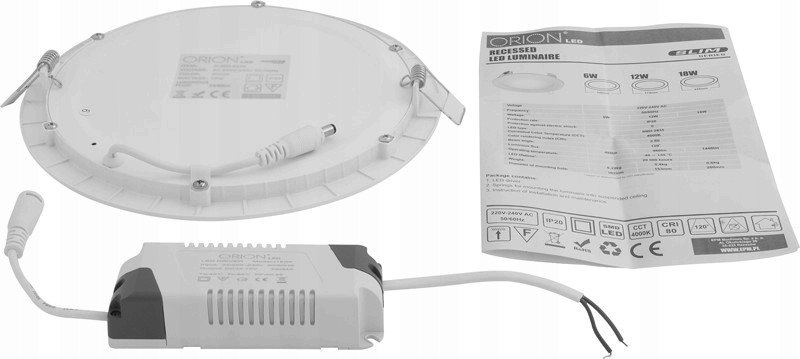 Panel LED podtynkowy okrągły slim 18w, 1440lm, 225