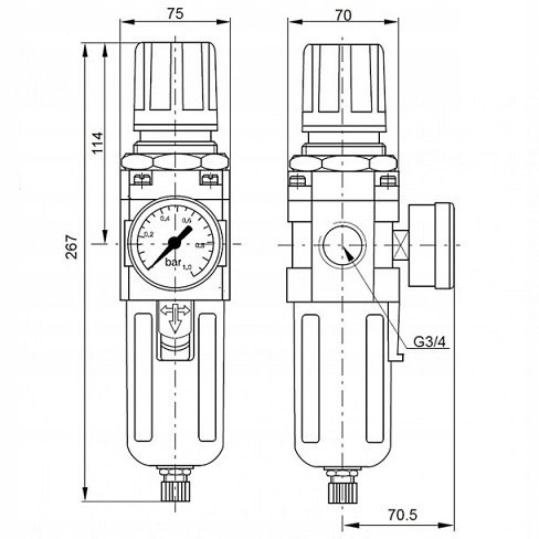 Filtroreduktor G3/4", 0,5-8,5 bar