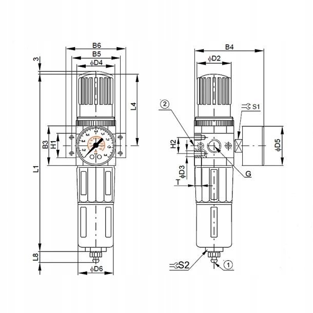 Filtroreduktor G1", 0.5-12 bar