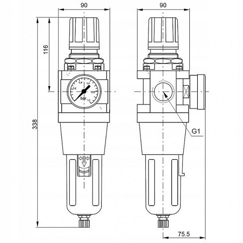 Filtroreduktor G1", 0,5-8,5 bar