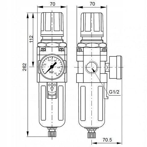 Filtroreduktor G1/2", 0,5-8,5 bar