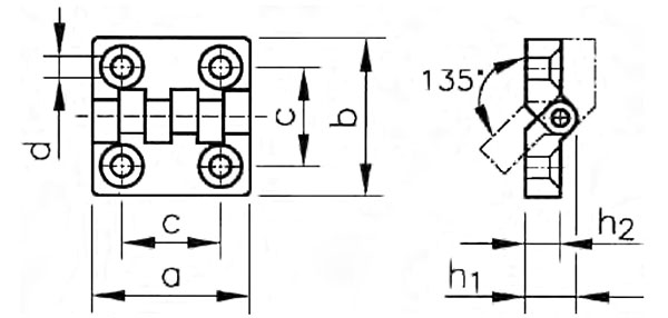Zawiasy z tworzywa 48x48 mm 57013