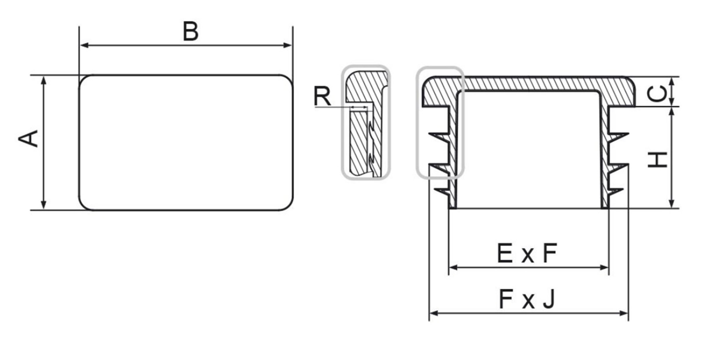 Zaślepka profilu szara 10x40 mm prostokąt 5 szt.