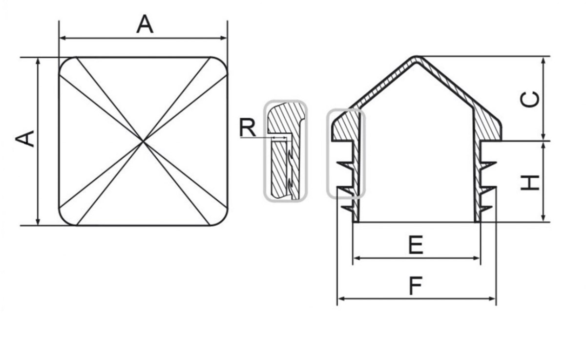 Zaślepka profilu koperta 50x50 mm szara 100 szt.
