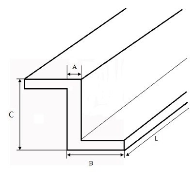Zetownik aluminiowy 18x22x2,5 długość 1500 mm (150cm)