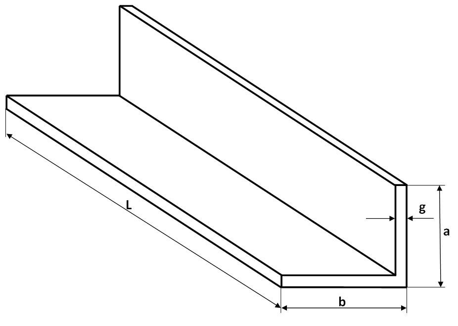 Kątownik aluminiowy 40x120x4 - 100 cm