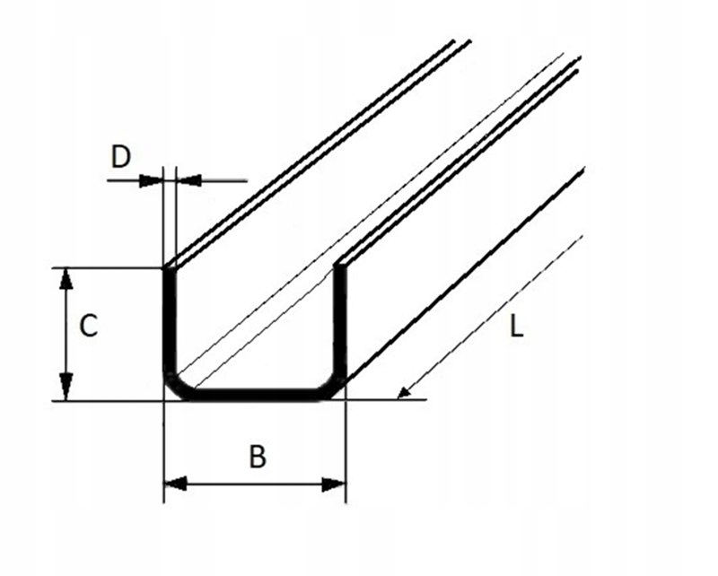 Ceownik stalowy z/g 30x30x2 długość 1000 mm (100cm)