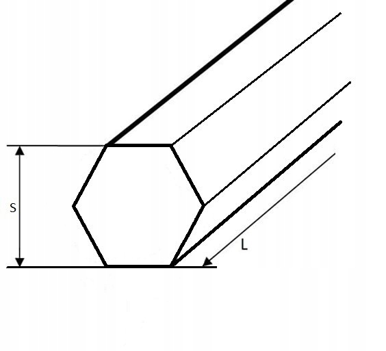 Pręt 6-kątny nierdzewny S19 mm dł.1000 mm AISI 304