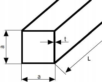 Profil aluminiowy zamknięty 70x70x4 kw. 1000 mm