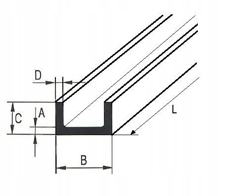 Ceownik aluminiowy 45x25x2,5 długość 2000 mm(200cm)