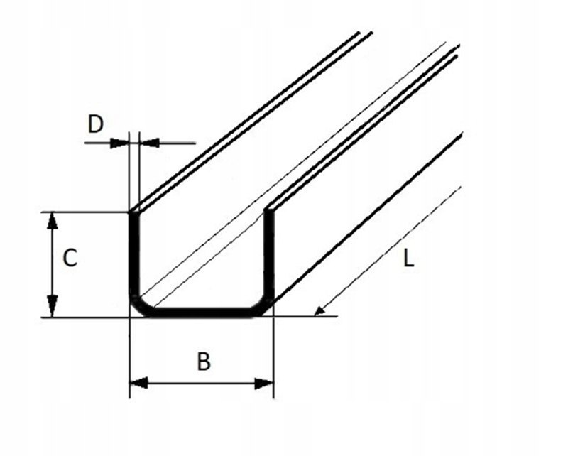 Ceownik stalowy z/g 35x35x2 długość 2000 mm (200cm)