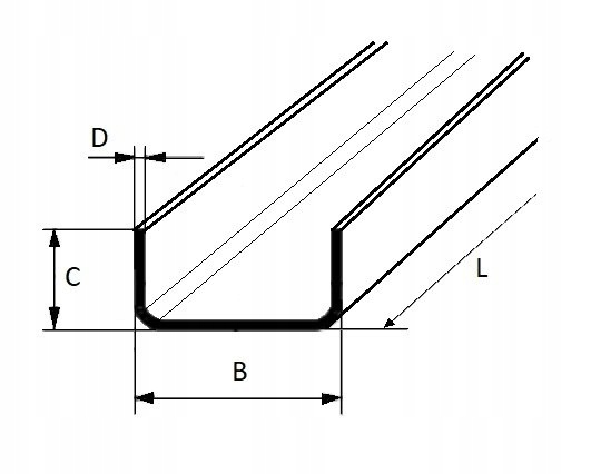 Ceownik stalowy z/g 50x30x3 długość 1000 mm (100cm)