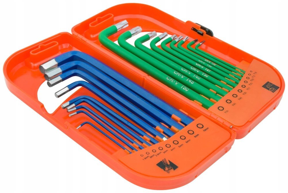 Komplet kluczy trzpieniowych hex i TORX długie 18