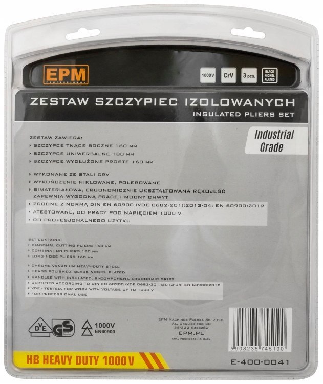 ZESTAW SZCZYPIEC IZOLOWANYCH 3 szt.UKI 160 mm CRV