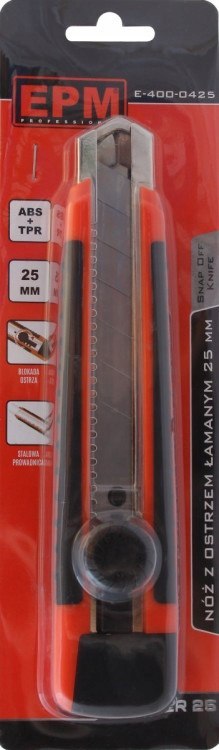 NÓŻ Z OSTRZEM ŁAMANYM 25 mm RUBBER E-400-0425