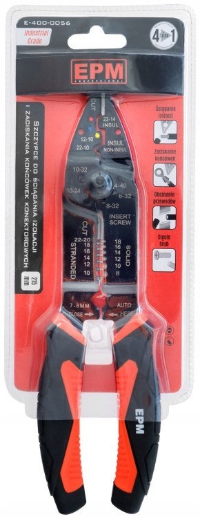 SZCZYPCE ZACISKANIA KONEKTORÓW 4W1 215 mm INDUSTRIA