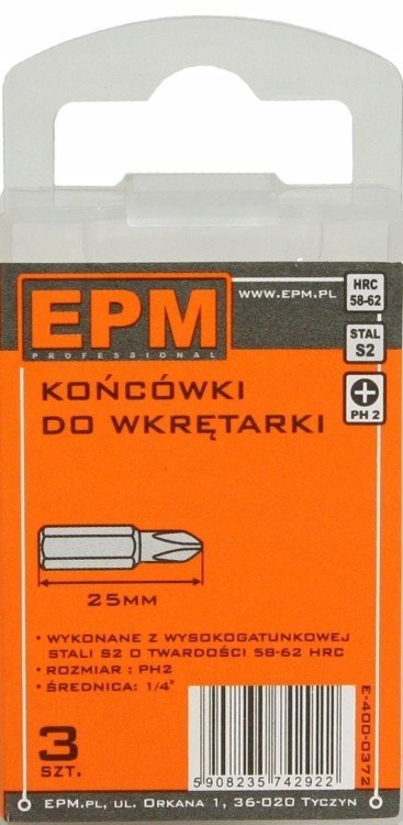 KOŃCÓWKI DO WKRĘTARKI 25 mm 3 szt. PH2