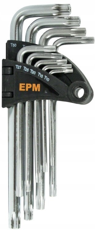 KOMPLET KLUCZY TORX TYP L T10-T50 9 szt. ŚREDNIE