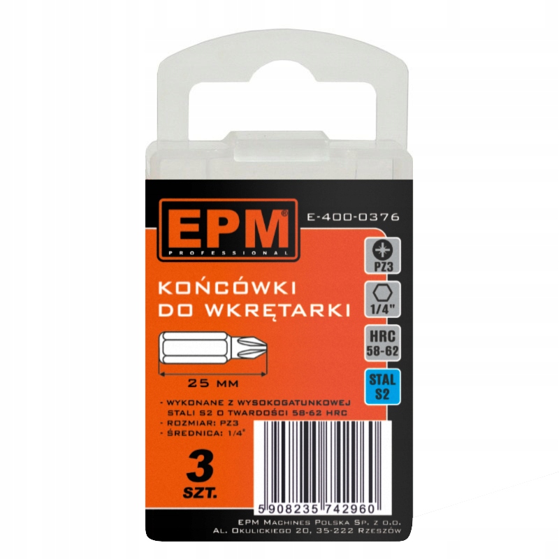 GROT, BIT, KOŃCÓWKA DO WKRĘTARKI 25 mm 3 szt. PZ3