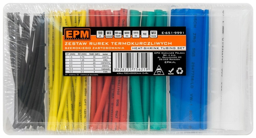 ZESTAW RUREK TERMOKURCZLIWYCH 100 szt.UK MIX