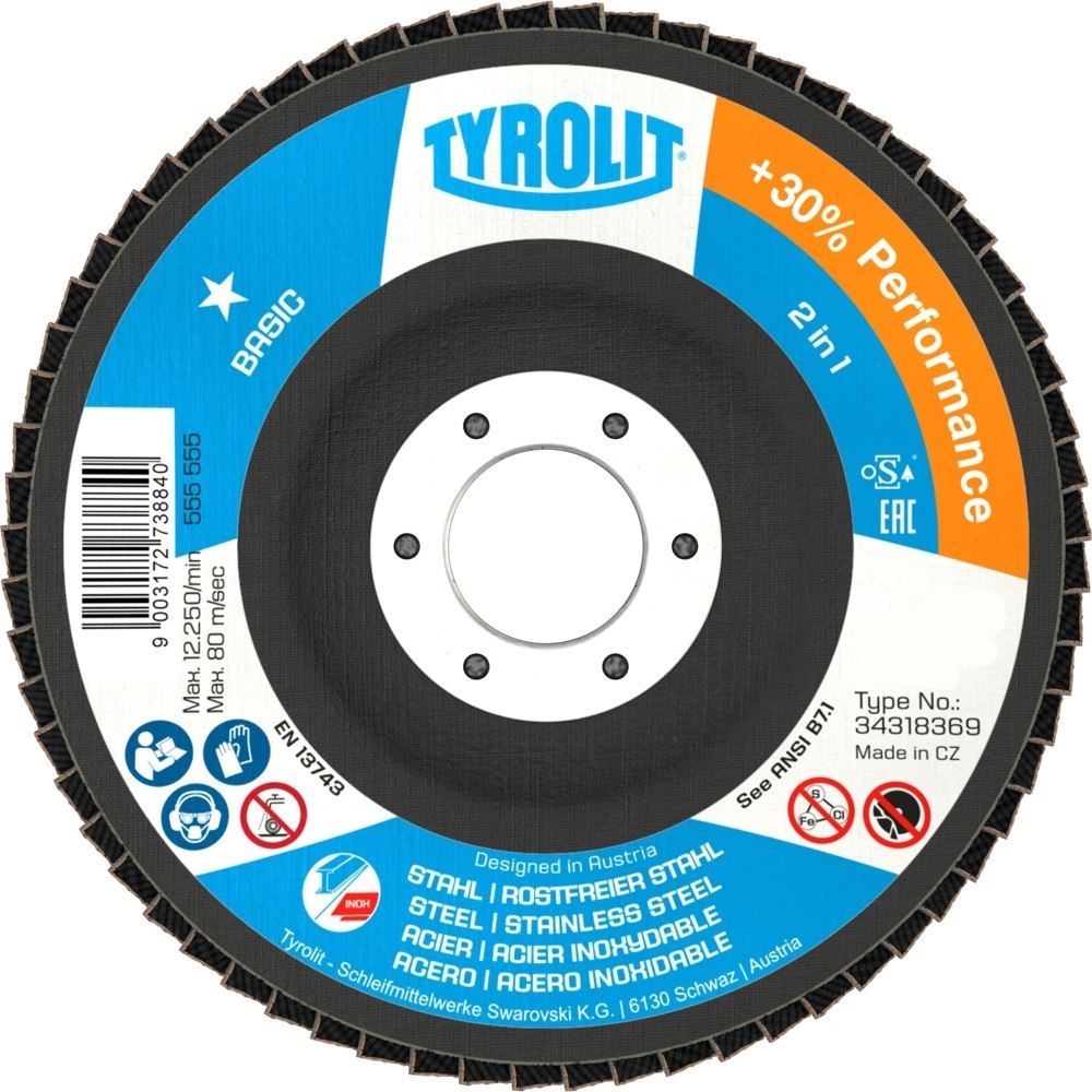 Lamelka wypukła 125x22,23 GR.40 TYROLIT BASIC 2in1