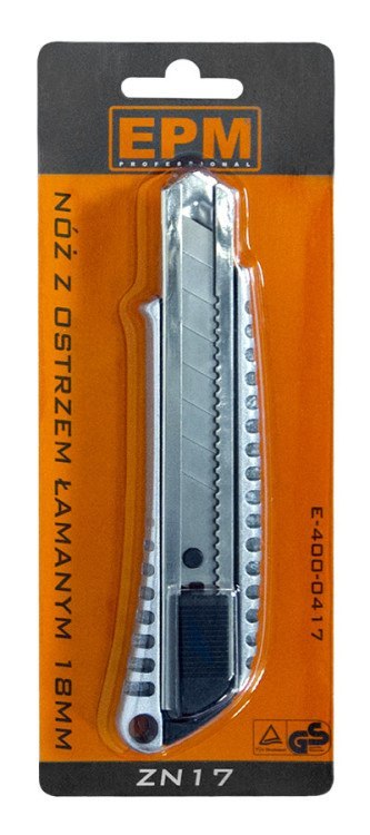 NÓŻ Z OSTRZEM ŁAMANYM 18 mm STOP CYNKU E-400-0417