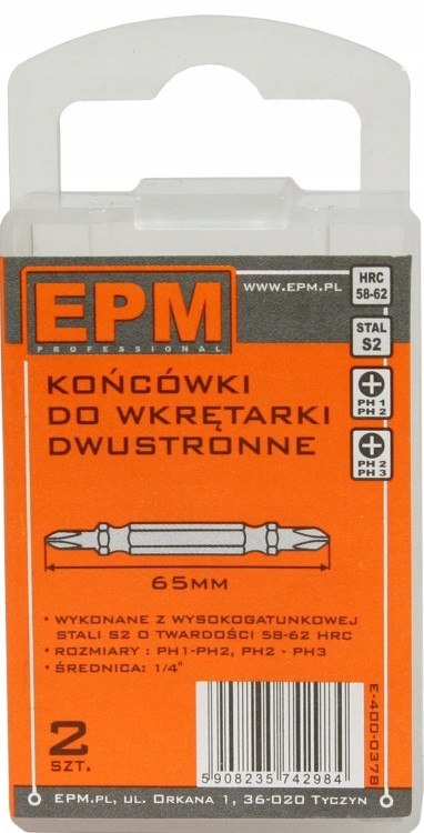 KOŃCÓWKI DO WKRĘTARKI DWUSTRONNA 65 mm 2 szt. PH
