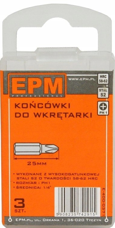 KOŃCÓWKI DO WKRĘTARKI 25 mm 3 szt. PH1