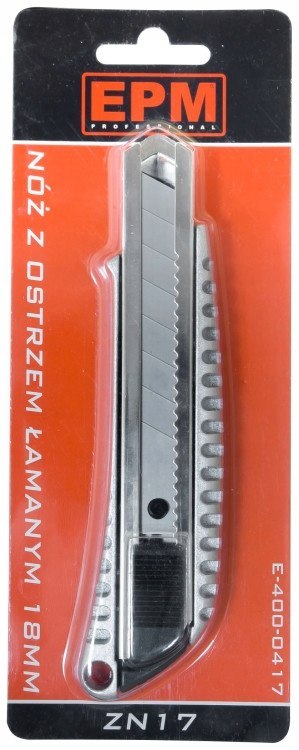 NÓŻ Z OSTRZEM ŁAMANYM 18 mm STOP CYNKU E-400-0417