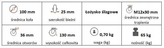 Zestaw kołowy skrętny 100 mm z trzpieniem i hamulce