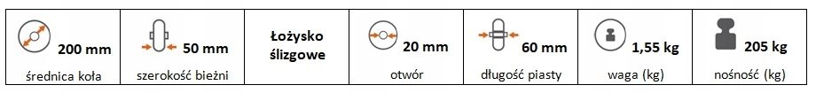 Koło pełne gumowe 200 mm