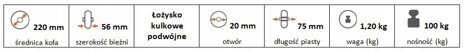 Koło pneumatyczne 220/20 mm