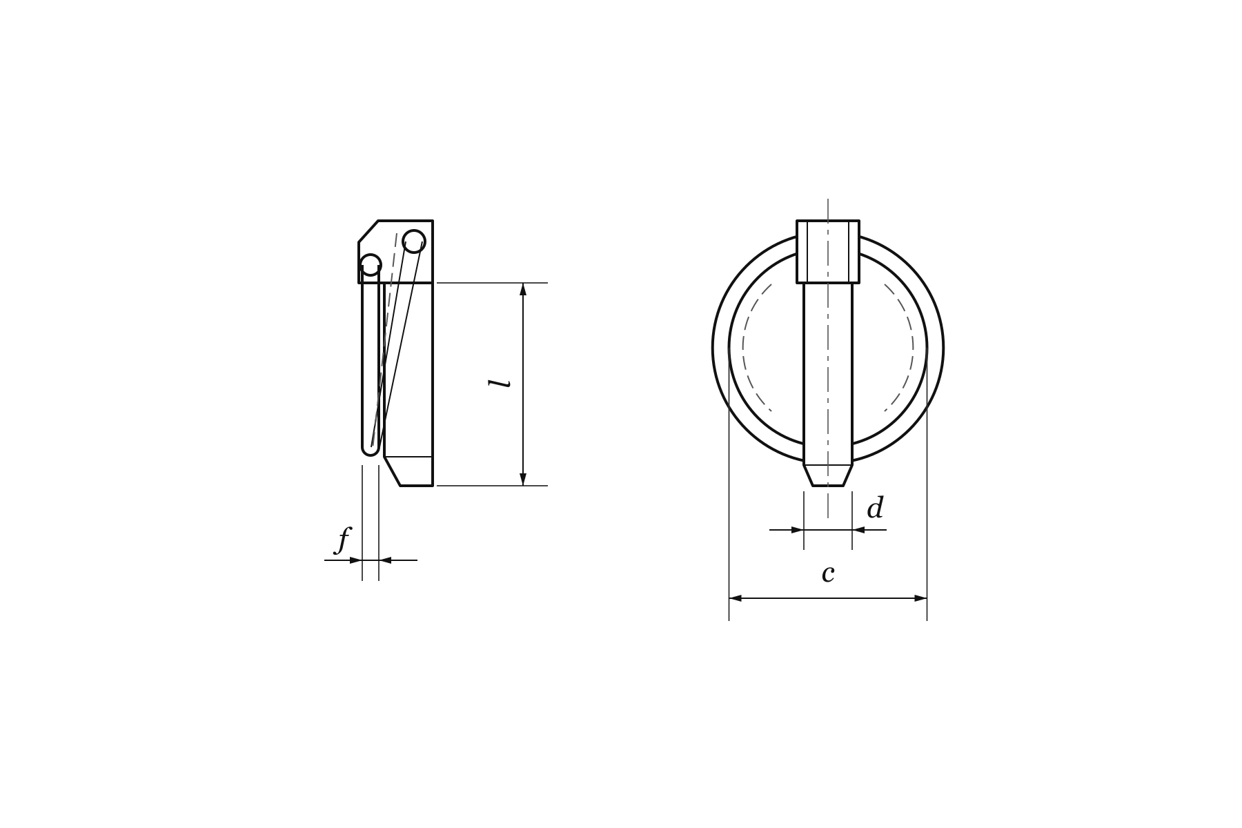 Rysunek techniczny przetyczki AN77 — d, l, c, f