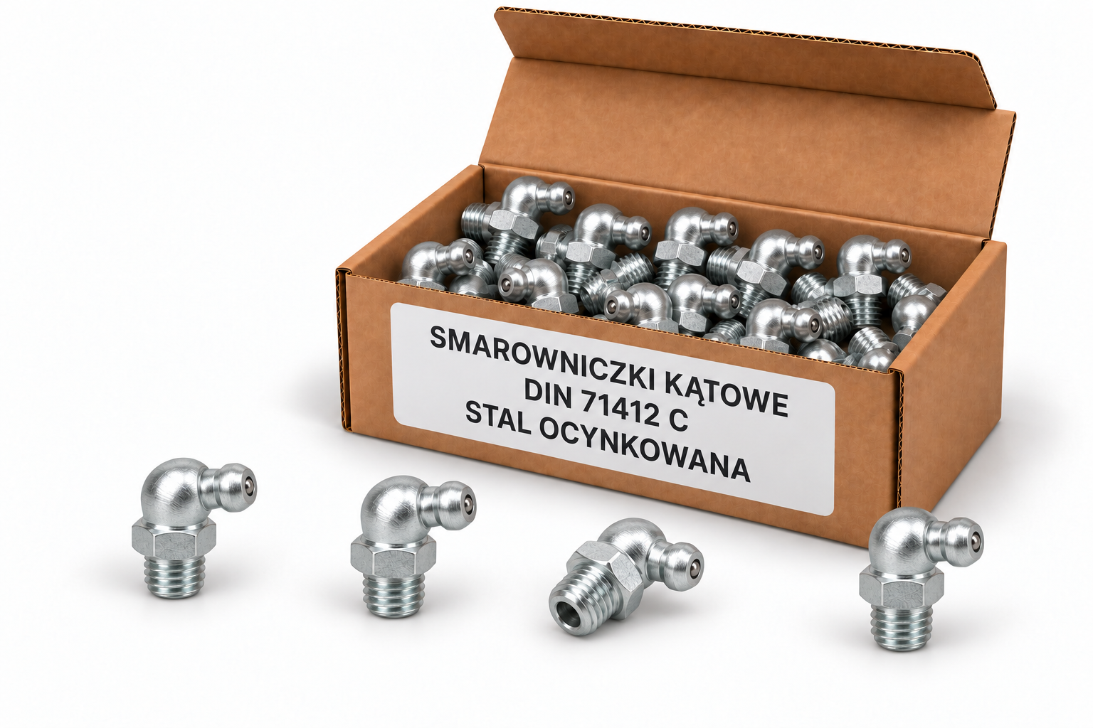 Smarowniczki kątowe DIN 71412 C ze stali ocynkowanej w kartoniku