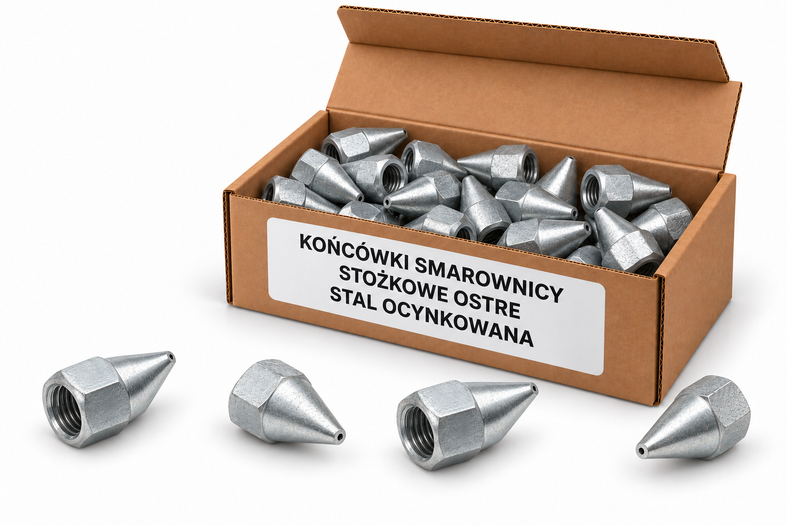 Końcówki smarownicy — stożkowa ostra — kartonik