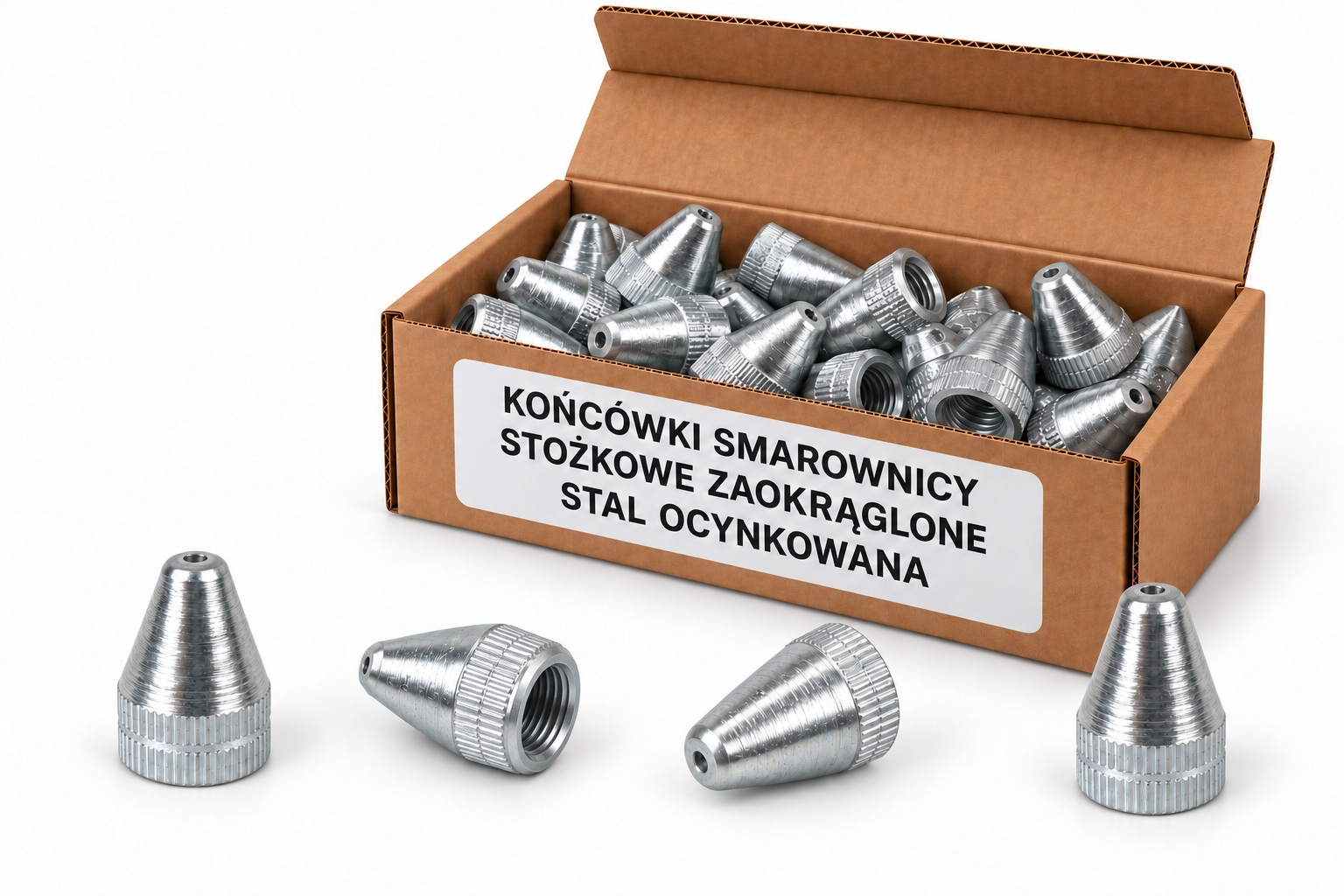 Końcówki smarownicy — stożkowa zaokrąglona — kartonik